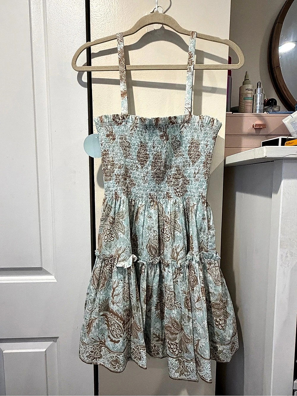 Hill House Home The Seraphina Mini Nap Dress Blue & Brown NWT Size M